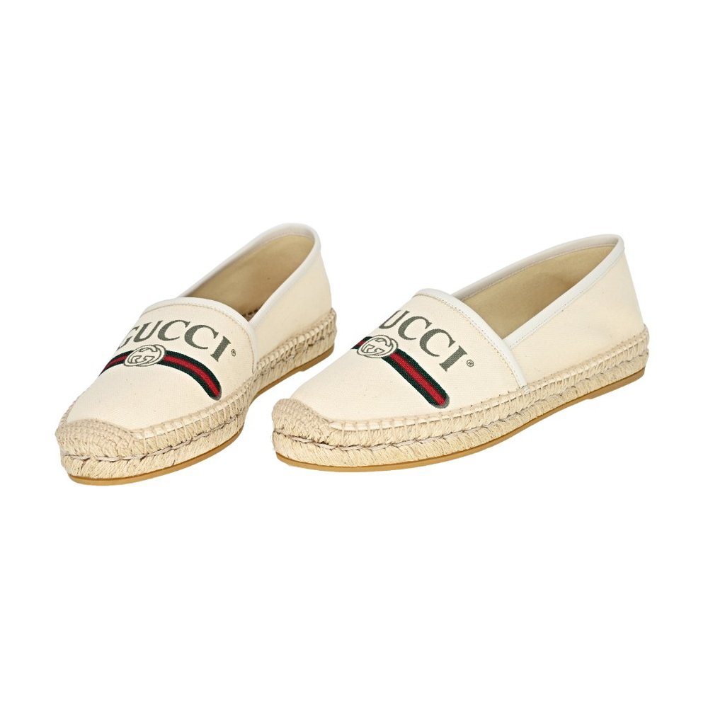 Gucci Women's Logo Print Canvas Espadrille Flats - Picture 3 of 12